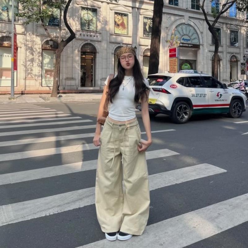 MNS - Quần Dài Kaki Ống Rộng Phối Dây Belt Pants