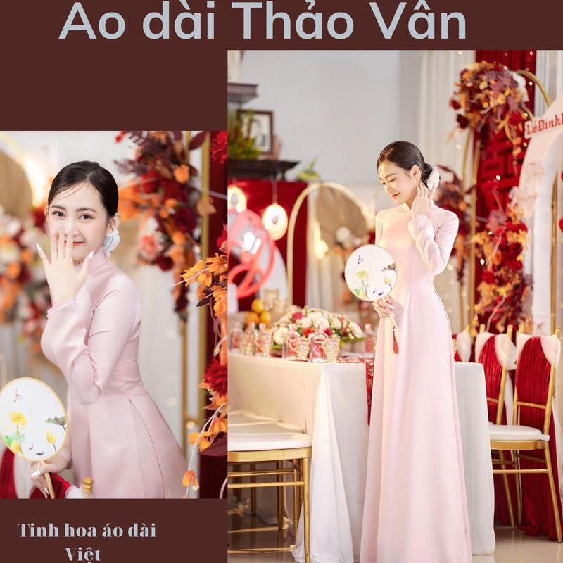 Áo dài cô dâu thiết kế cao cấp hoạ tiết trơn hồng phấn Nữ Áo Cưới Dress Women Váy Cưới aodai  mau