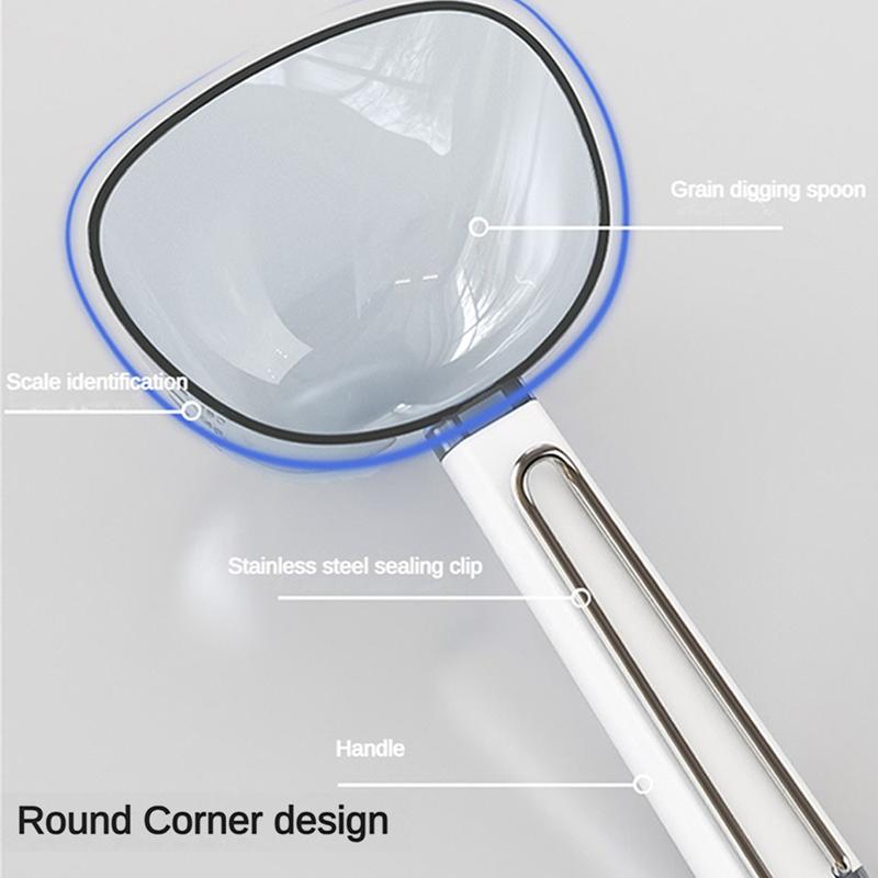 Product Introduction of 2 In 1 Kitchen Rice Spoon Cereal Spoon Sealed Lid Baking Measuring Spoon Large Capacity Flour Measuring Spoon 21