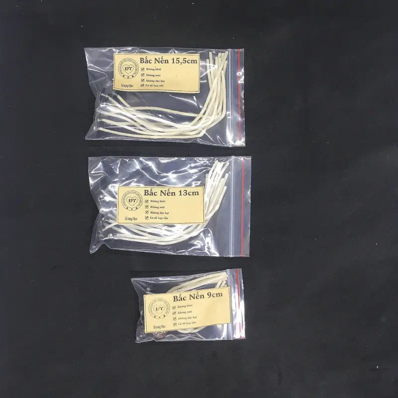 10 Bấc nến 15,5cm chuốt sáp sẵn dùng làm nến nhiều kích thước 100% cotton an toàn cho nguời sử dụng 8