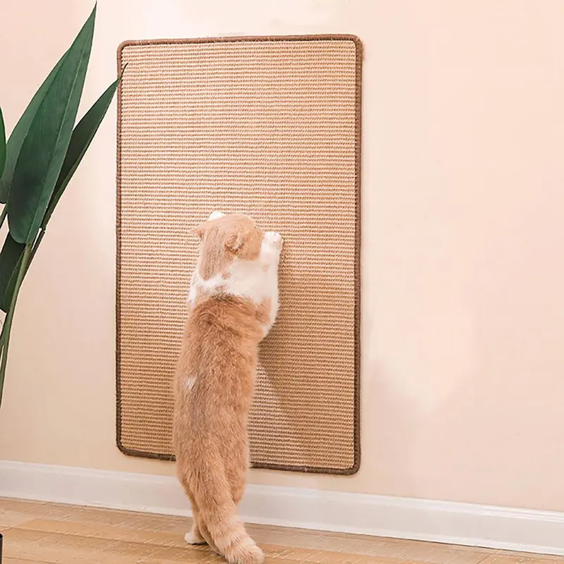 Stickable Cat Scratching Mat, Non-slip Sisal Rope Cat Scratcher Toy, Cat Scratcher Pad, Home Pet Natural Furniture Accessories 0