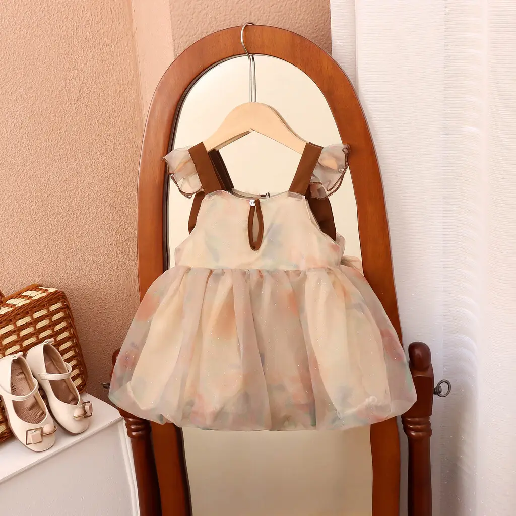 Brown Big Bow Tutu Dress Baby Girl Sequin Gauze Evening Gown for Kids dress  baby rich brown khaki outfit - TikTok Shop Philippines