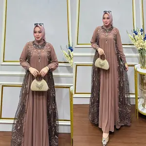 Shankarra Baju Gamis Brokat Dua Layer Amara Dress Matt Ceruty Babydol Premium Maxy Gamis Pesta Kondangan Model Terbaru Viral