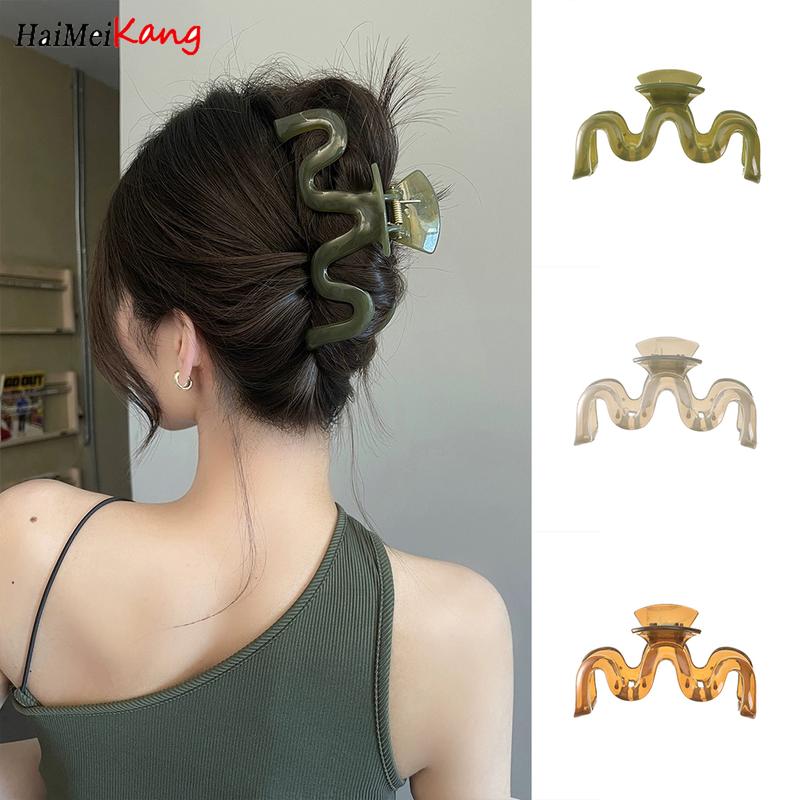  Kẹp Tóc Acrylic Trong Suốt Lớn 13Cm 1 Cái Kẹp Tóc Đuôi Ngựa Sóng Kẹp Tóc Nữ Phụ Kiện Tóc Đa Năng Đơn Giản 