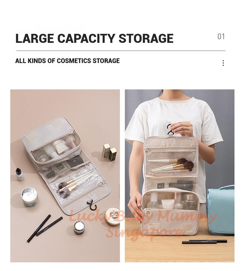 Product Introduction of Travel Toiletry Bag / Foldable Cosmetic Bags / Makeup Storage Bag / Large Capacity Toiletries Hangbag 11