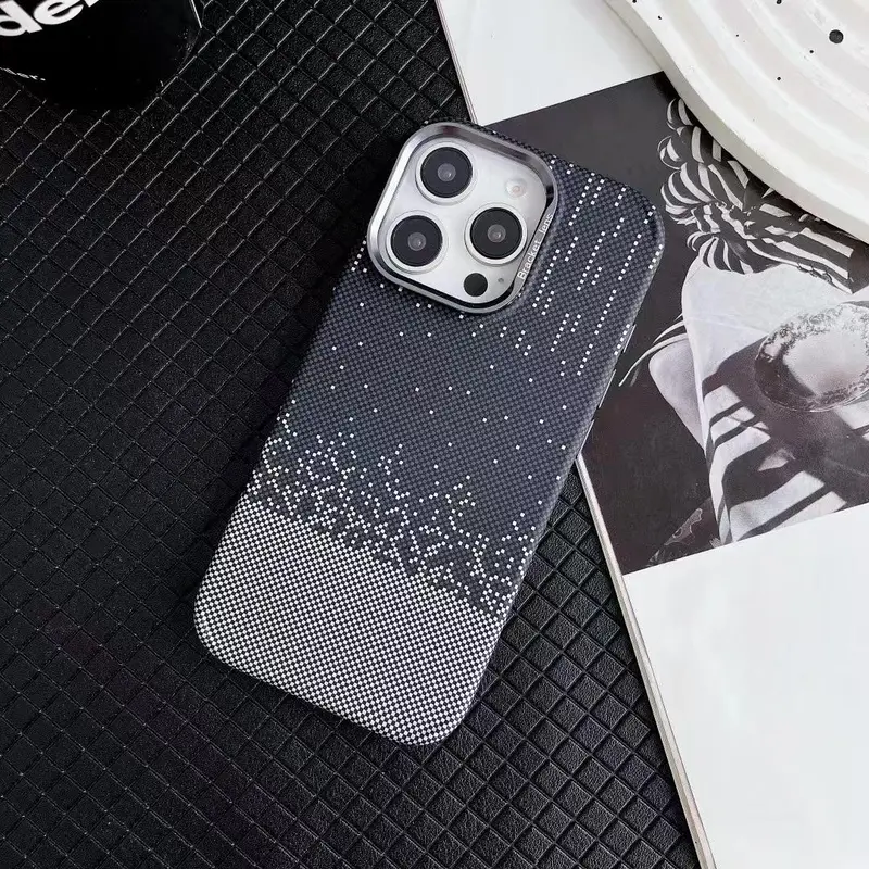 Magnetic Phone Case with Lens Holder Support Wireless Charging, 1 Count Faux Leather Phone Case, Phone Accessories for iPhone 16 15 14 13 12 Pro Max, Cover, Protector, Protective, Checkerboard 8