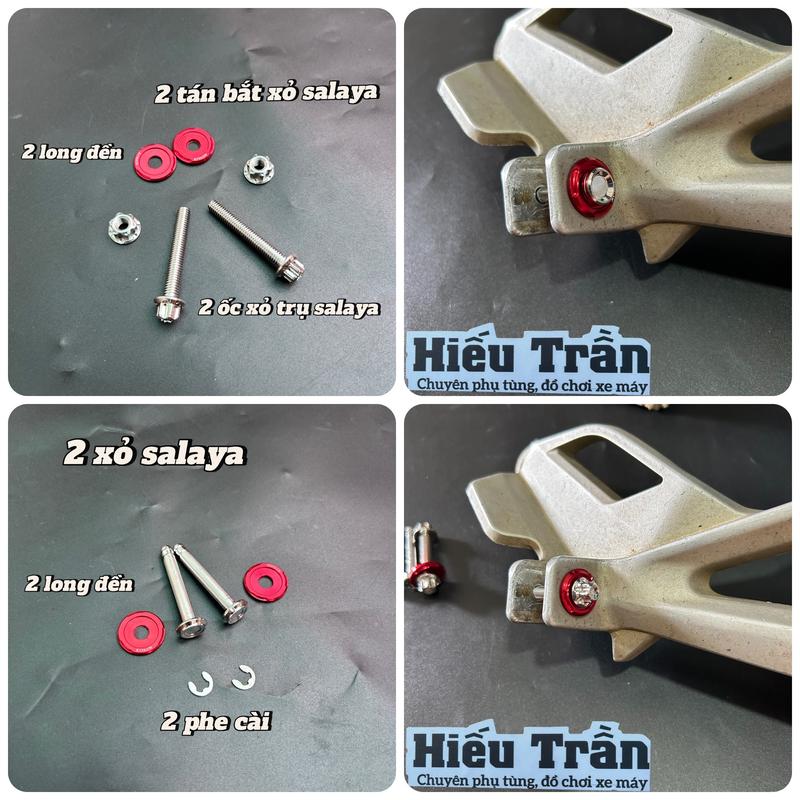  Cặp ốc xỏ gác chân salaza inox 304 cho xe Honda,yamaha kèm long đền đỏ Inox Phụ Tùng 