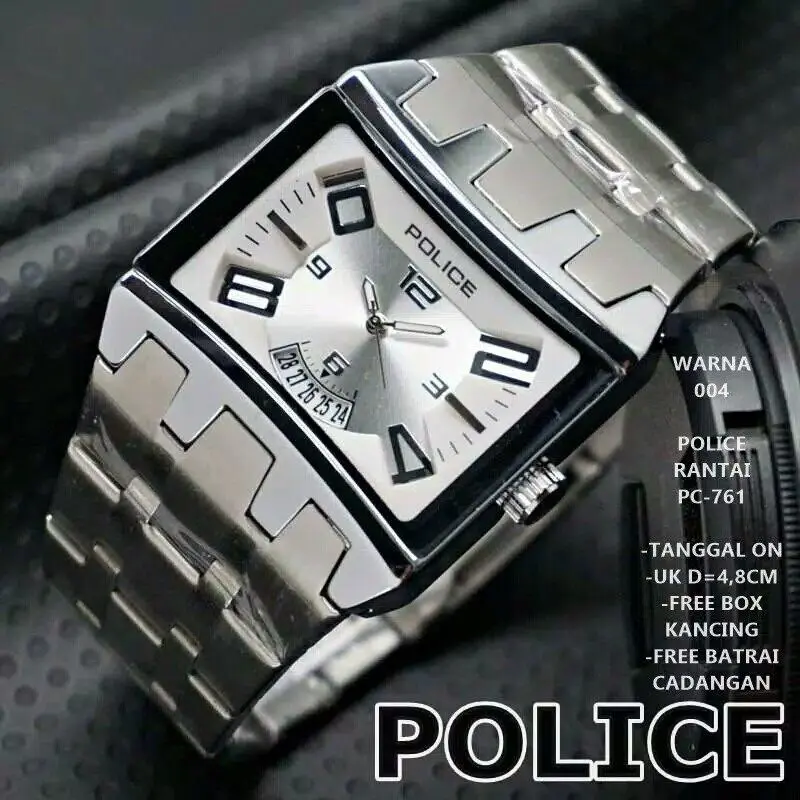 Jam Tangan Pria Analog POLICE Diameter 5cm Tanggal Aktif Anti Air Stanliess Stell Premium Anti Karat dan Anti Air Tahan air 7