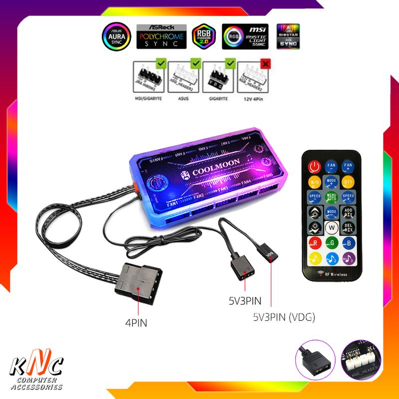  Bộ Hub Điều Khiển Quạt Coolmoon Fan Led RGB Đồng Bộ MainBoard - Nháy Nhạc 