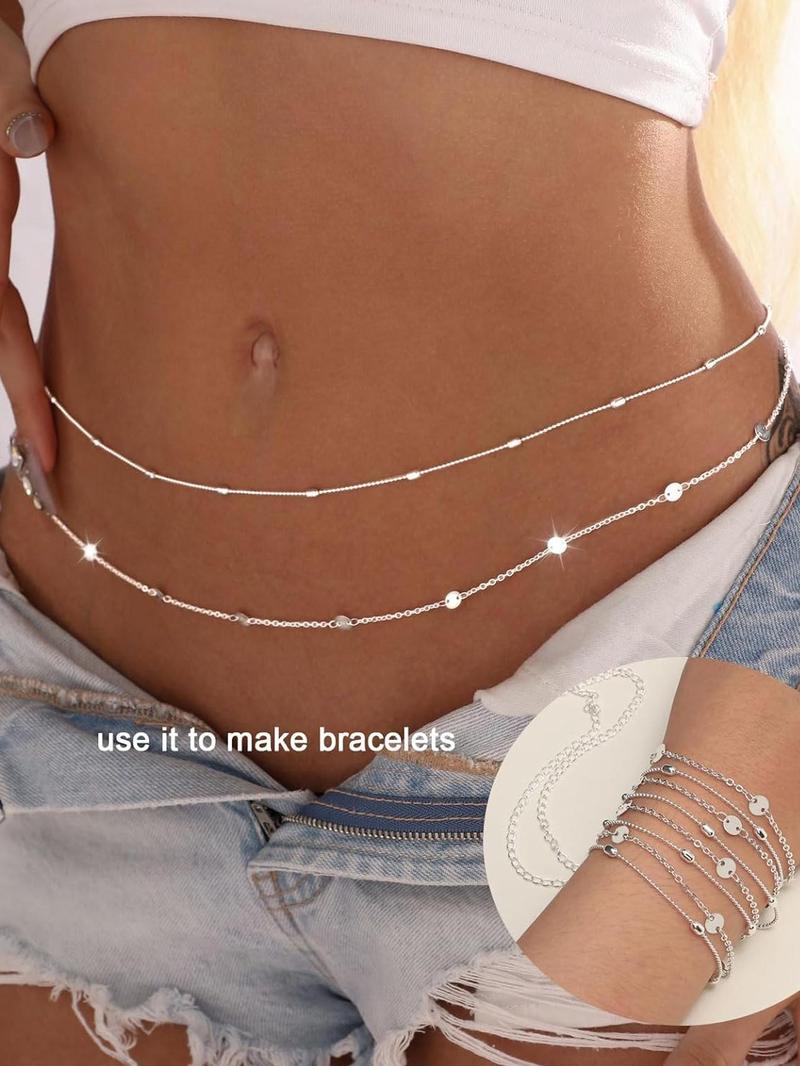 Product Introduction of Women's Simple Style Plain Color Beaded & Round Charm Waist Chains, Casual Trendy Waist Chain for Party & Daily Clothing Decor, Trendy All-match & Exquisite Jewelry for Birthday Gift 2