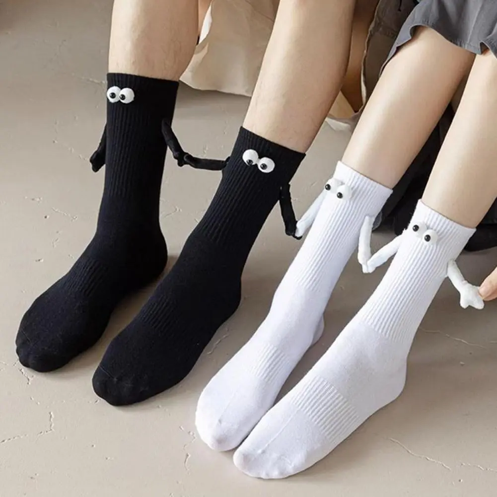 1 Pair Creative Suction Socks 3D Toe Cotton Socks Celebrity Magnetic Hand In Men Hand Socks And B9V3