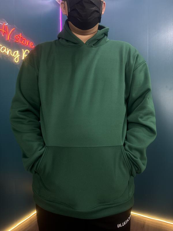 Áo nỉ trơn 1 màu Big size chất liệu nỉ bông dày dặn ,co dãn 3 10 Menswear Hoodie Kim Tuyến Dài Tay
