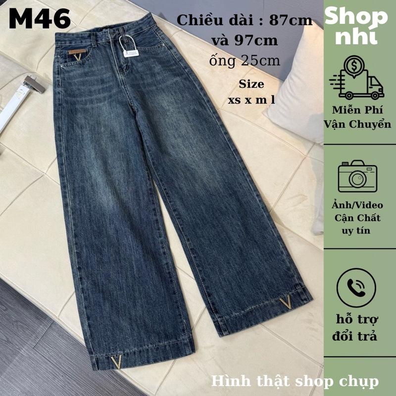  Quần jean nữ ống suông rộng nấm dài 87cm + 97cm size SML Shop Nhí   M46   