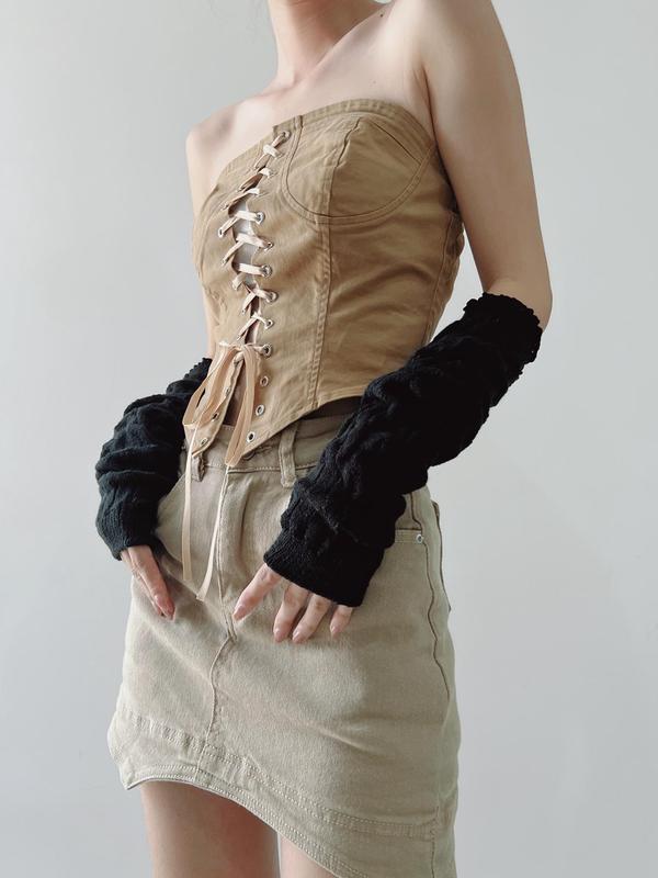 1 Pair Women's Cute Solid Color Arm Sleeves, Fashionable Y2k Style Arm Sleeves, Casual Trendy Arm Sleeves for Daily Wear 7