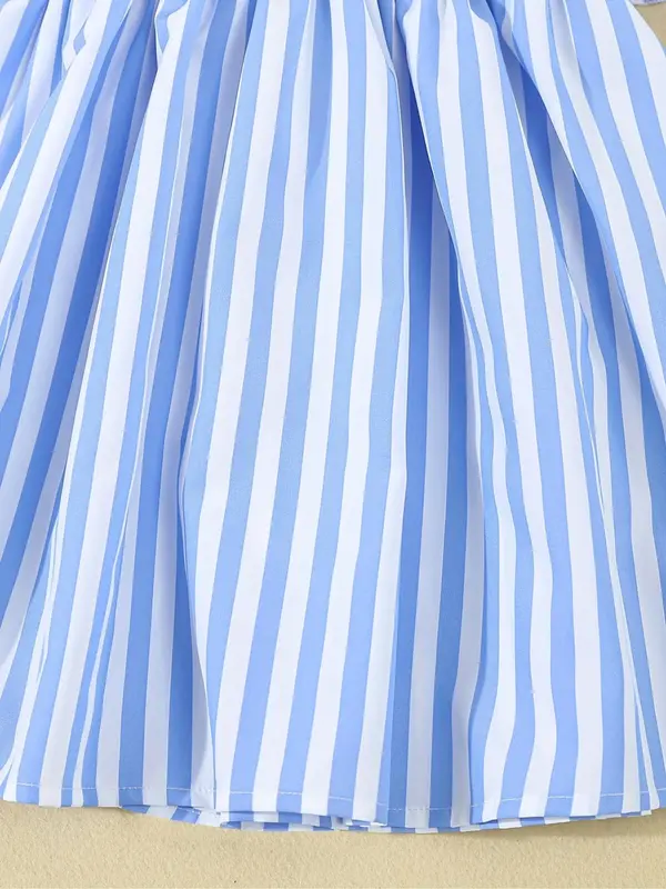 Girl's Striped Print Dress, Casual Short Sleeve Dress for Summer, Kids Clothes for Daily Wear 8