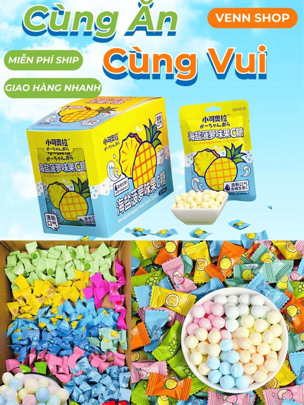 Kẹo Ngậm Không Đường Kẹo Trái Cây Vitamin C Ít Ngọt 12 Hương Vị Bánh Kẹo Venn Shop Snack Food Candy Ăn Vặt Mát Lạnh Bạc Hà Xiao Ke Ao La The