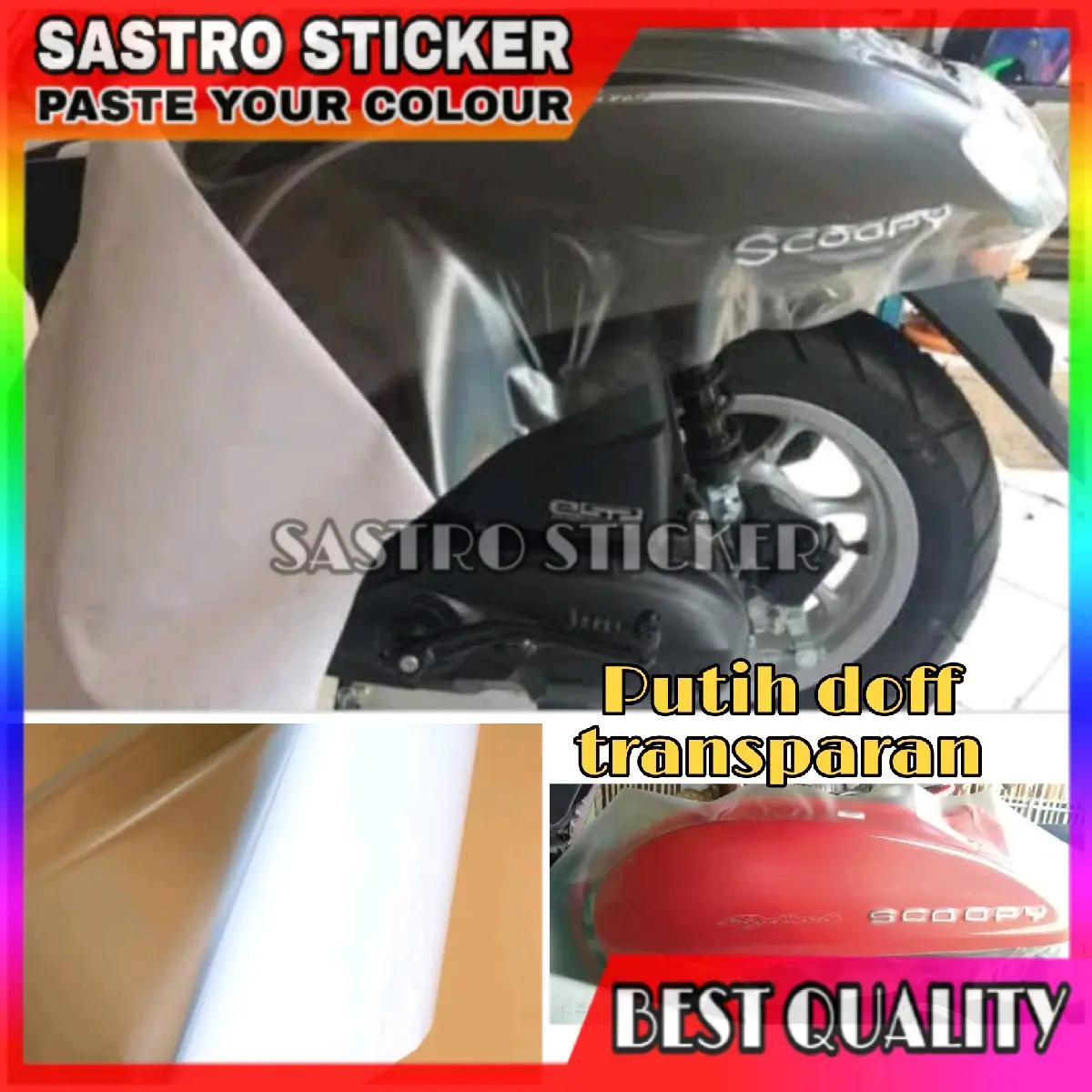 Stiker skotlet motor putih doff transparan Motorcycle