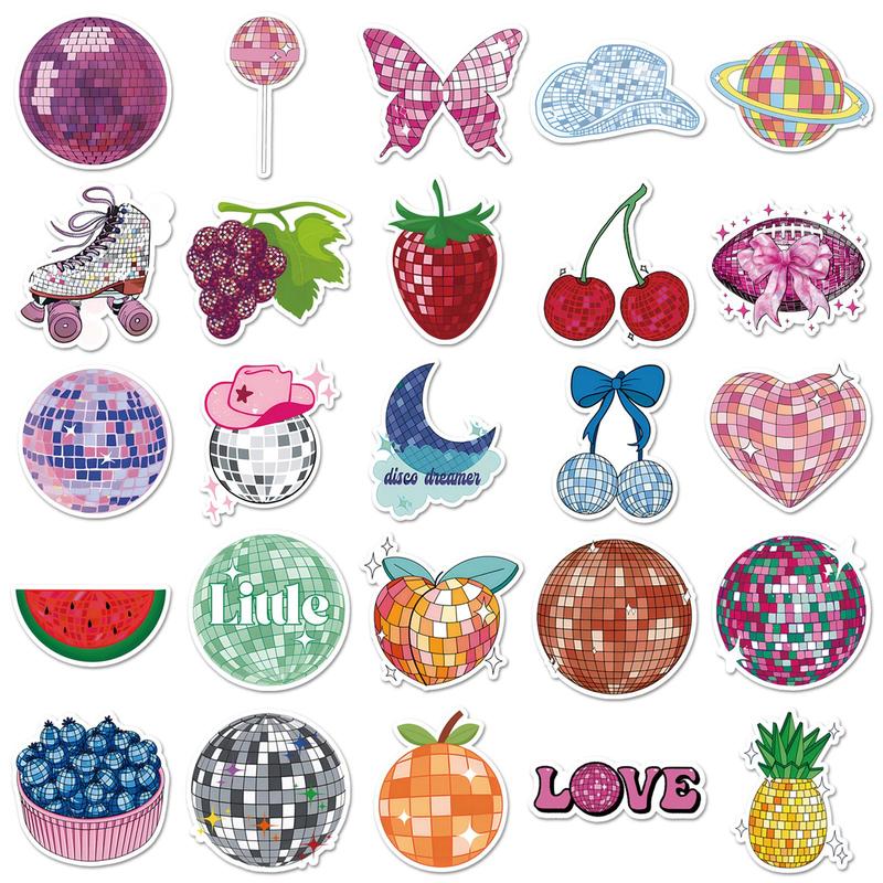 Product Introduction of Disco Ball Pattern Phone Sticker, 50pcs/set Waterproof Self Adhesive Decor Paper, Decor Sticker for Gift Greeting Card Water Bottle Laptop Phone 3