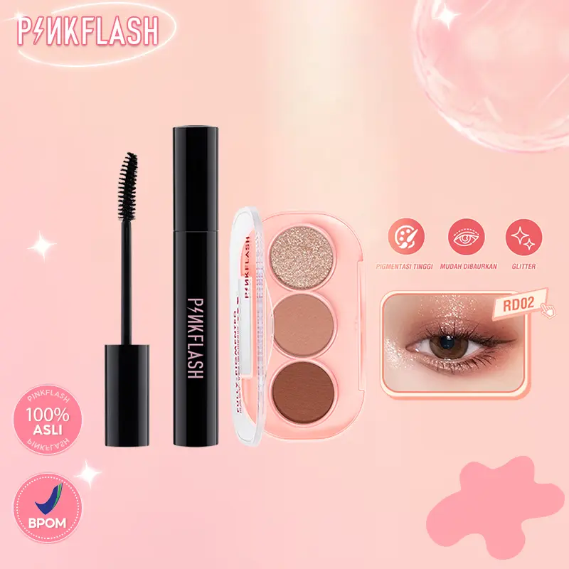 [Official] PINKFLASH Eye Makup Set 3 Shades Eyeshadow Palette Day Mascara Natural High pigment