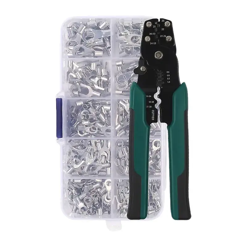 Hộp cos nhiều cỡ, thiết bị đầu cuối, kèm kìm xanh bấm cos, tuốt dây điện (100% đồng chất lượng cao) 0