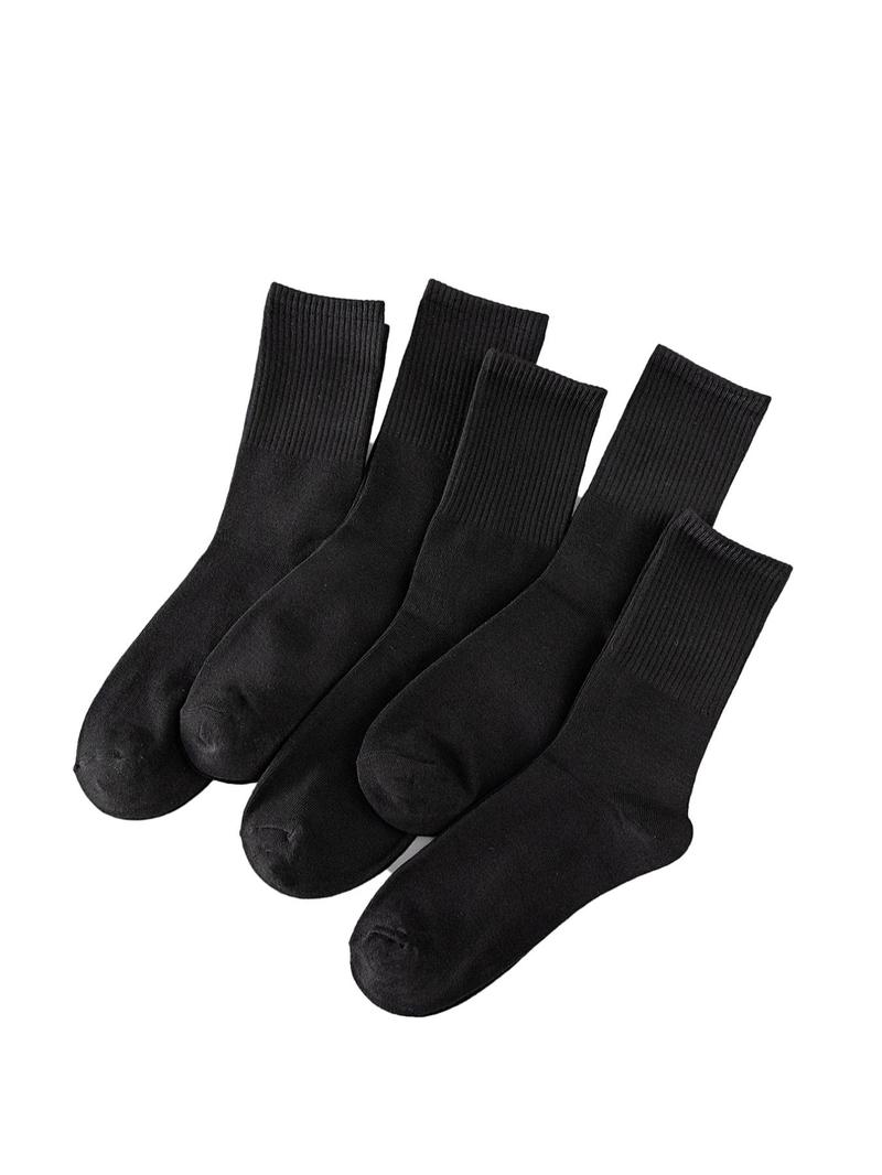 Product Introduction of Men's 5 Pairs Solid Crew Socks, Low Cut Comfy Breathable Mid-calf Socks for Daily Wear, Men's Socks & Hosiery for All Seasons 2