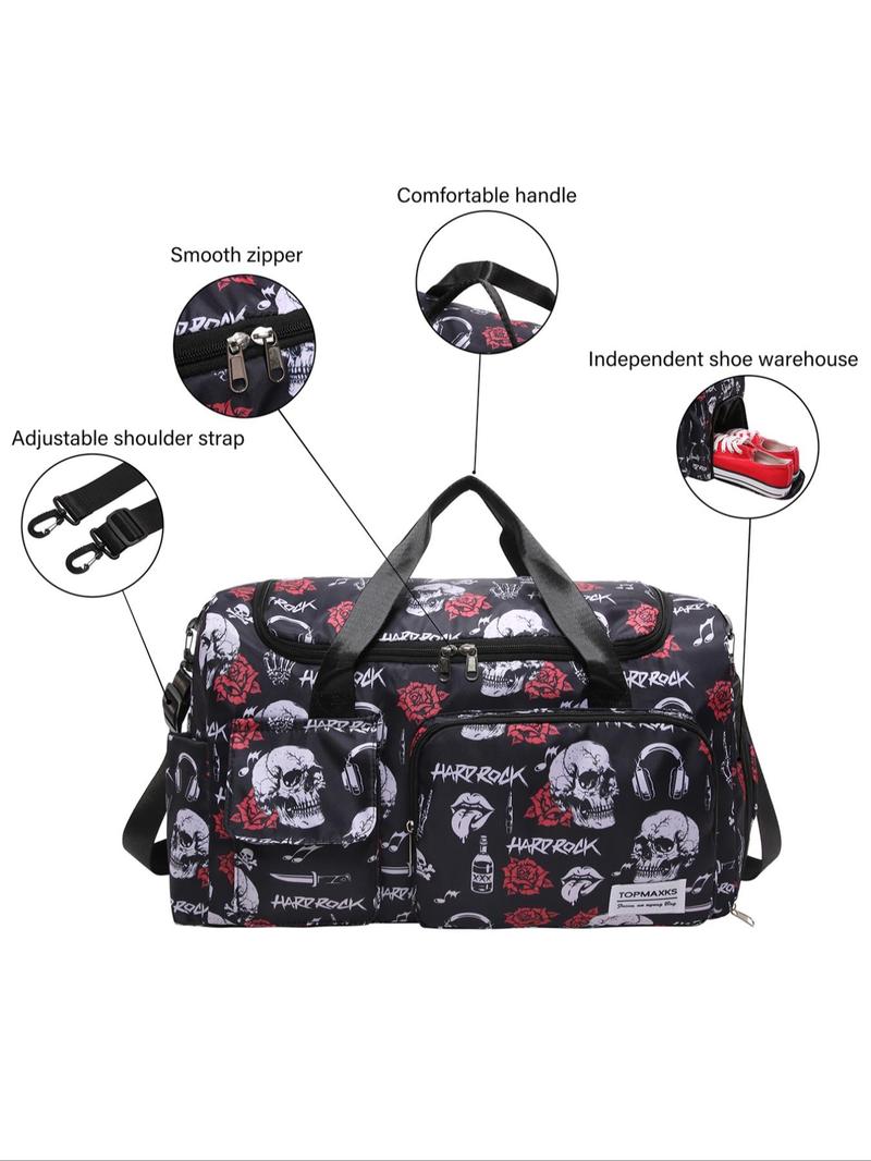 Product Introduction of Pumpkin Ghost Pattern Travel Bag, Large Capacity Duffel Bag, Waterproof Overnight Travel Bag, Portable Weekender Bag for Business Travel Sports Fitness 2