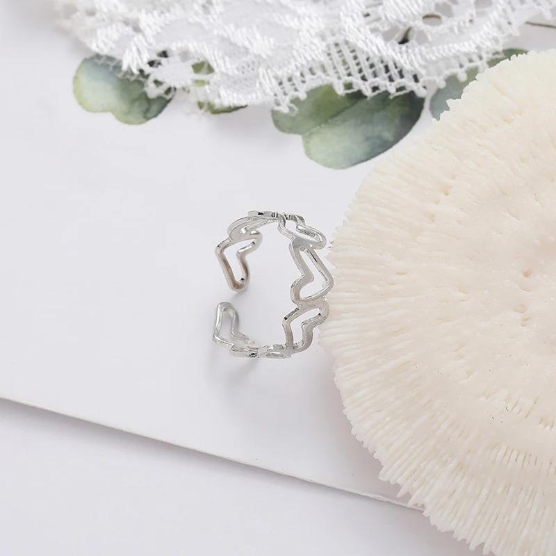 Nhẫn Hình Trái Tim, Thiết Kế Tối Giản, Phong Cách Hàn Quốc, Nhẫn Trái Tim Rỗng Dành Cho Nữ, Nhẫn Hở Ngón Tay Có Thể Điều Chỉnh Nhẫn Đeo Ngón Tay, Có Sẵn Trong 1 Hoặc 2 Cái 6