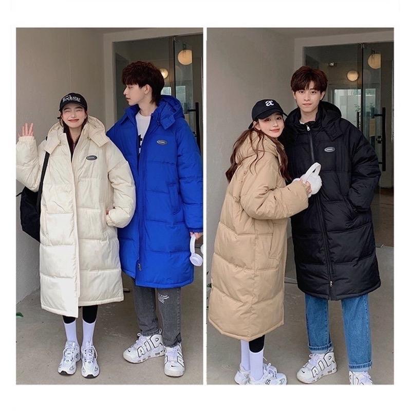 Áo Khoác Phao Dáng Dài Nam Nữ Mặc Đôi Hàng Quảng Châu Đen Menswear Có Cổ Có Túi