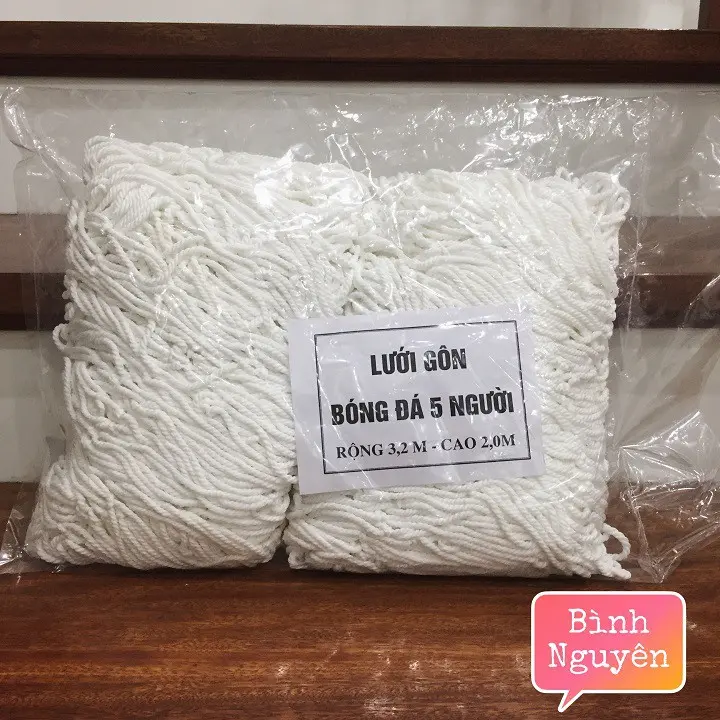Lưới gôn bóng đá Lưới goal 5 người rộng 3.2m cao 2m - Sợi (1 bộ 2 gôn) Lưới cầu môn khung thành bóng đá màu trắng ngà