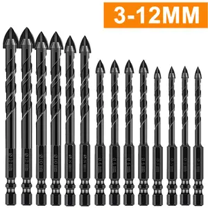 3-12mm MATA BOR KERAMIK TEMBOK BETON KACA BESI DLL MATA BOR TUNGSTEN CARBIDE CROSS HEX TILE DRILL BIT