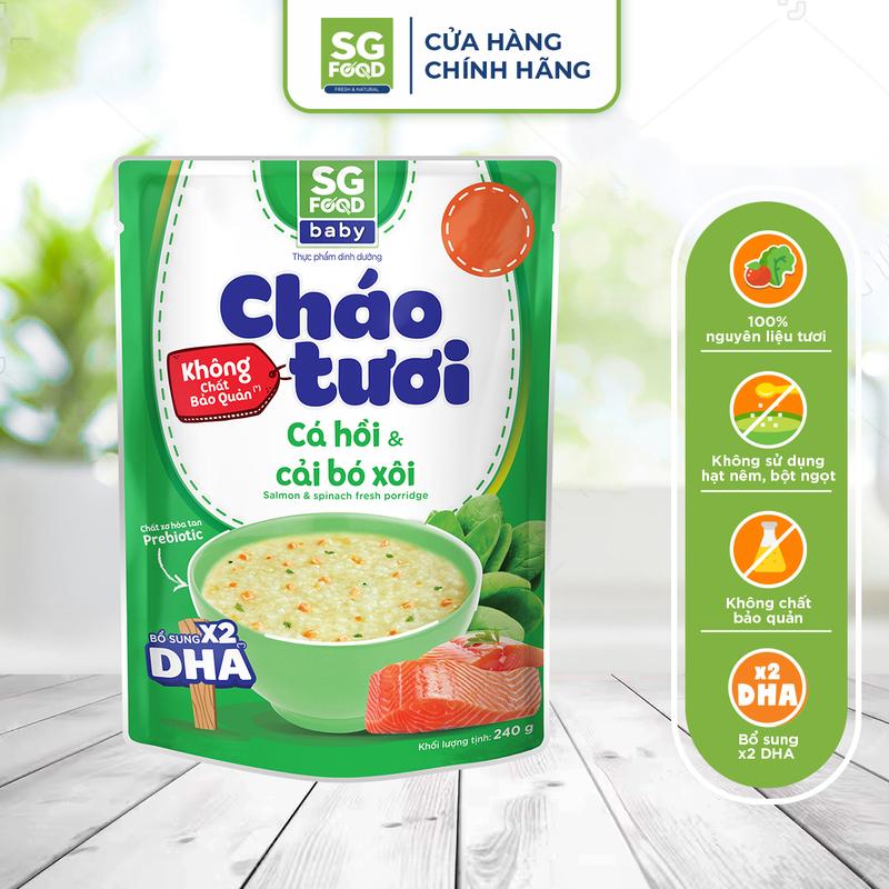 Cháo Tươi SG FOOD Baby Cá Hồi & Cải Bó Xôi 240G