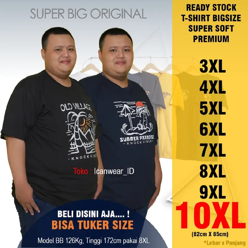 ICW Kaos Big Size XXL XXXL XXXXL 7XL 8XL 10XL 10L Polos 30s Jumbo Oversize Combed Distro Soft Katun Pria Ramadhan Couple Keluarga Oblong Baju Pendek Dewasa 3
