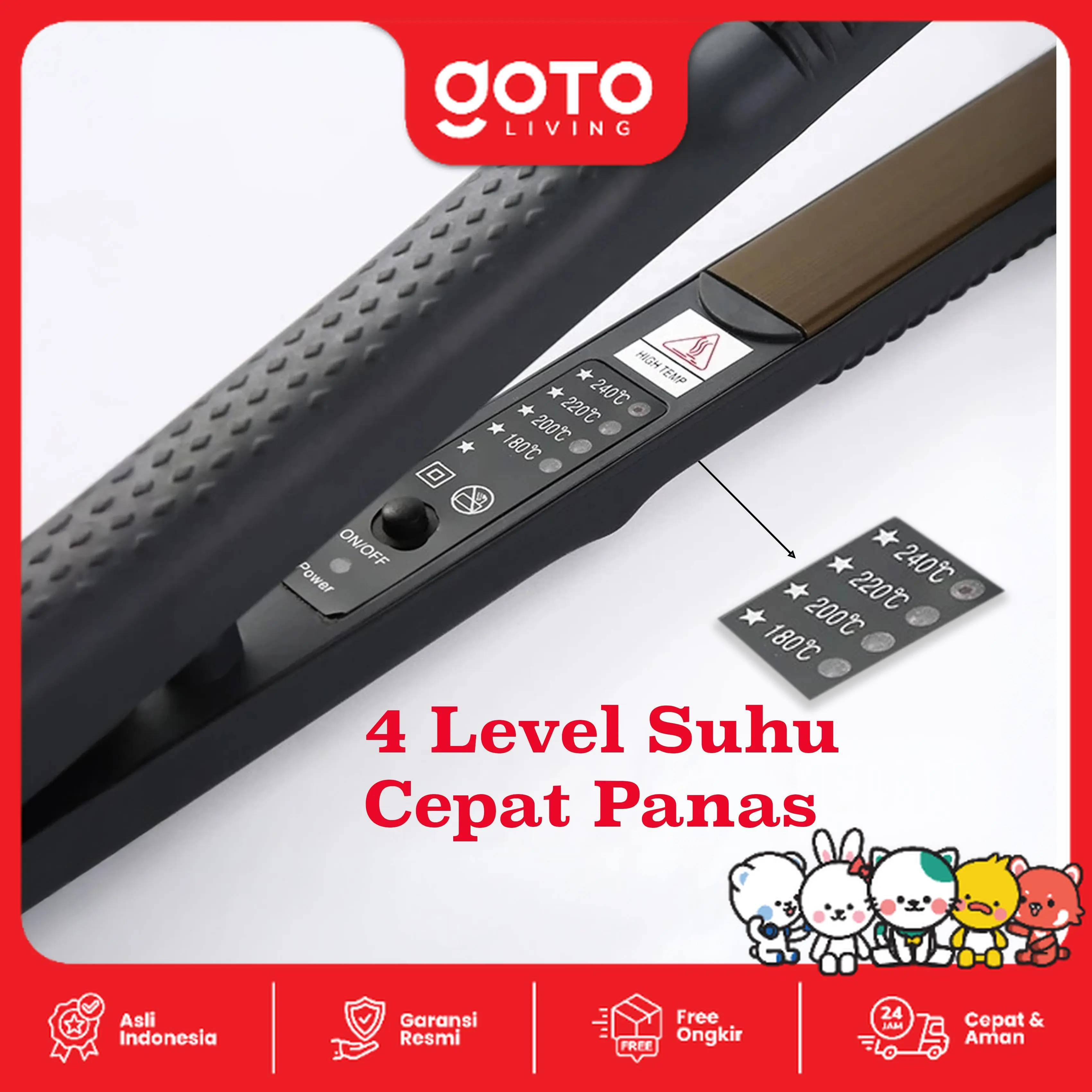 (Crazy Deal) Goto [COD] Swift Hair Stra htener Catokan Rambut 2in1 Catok Keriting Lurus - Hitam