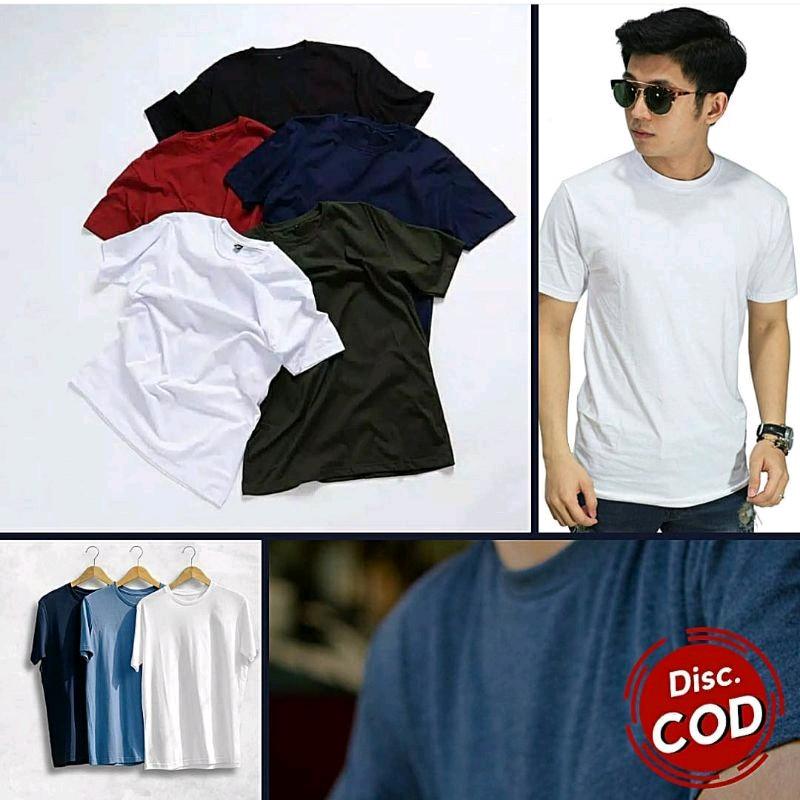 Kaos polos pria 100ribu dapat 7 Santai lengan Pendek Lokal Semi Katun Oblong 0