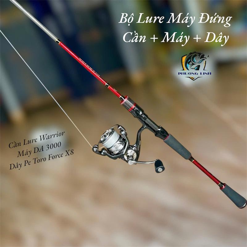 [combo Lure đứng] Cần Câu Warrior + Máy Deukio DA size 3000 + Dây Pe Toro Forcer X8 dài 100 mét