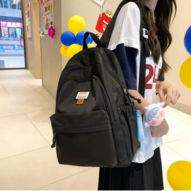 Balo đi học nữ GENBAG balo ulzzang trơn basic nhiều ngăn đựng vừa laptop 14.5 inch BL24 Đeo Vai Backpack 6