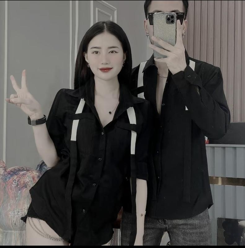 Áo sơ mi nam nữ tay dài Phối 2 dây trước , chất vải dày dặn phong cách trẻ trung cá tính. Dài Tay Menswear Tre