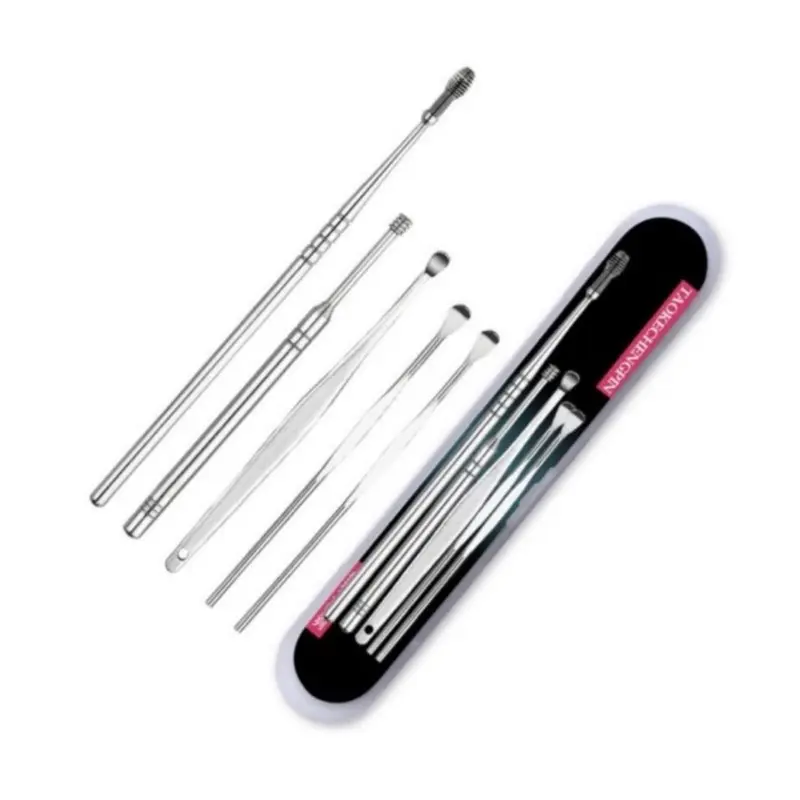 Korek Kuping Set 5 in 1 Alat Pembersih Kotoran Telinga Stainless Steel Ear Removal Cleaning