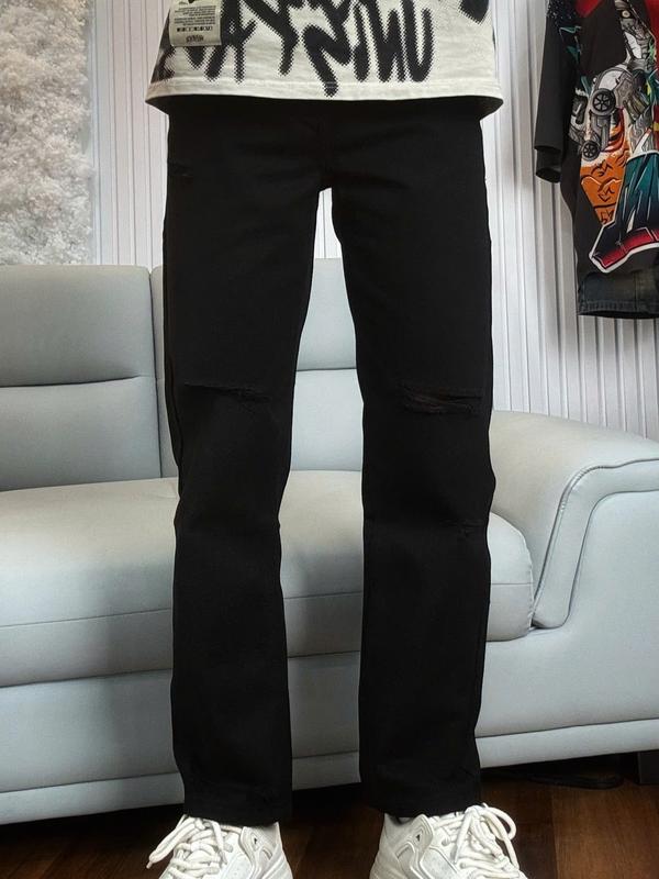 Quần jean suông nam rách gối màu đen cá tính Menswear Pants Baggy jeans  suong nam 0