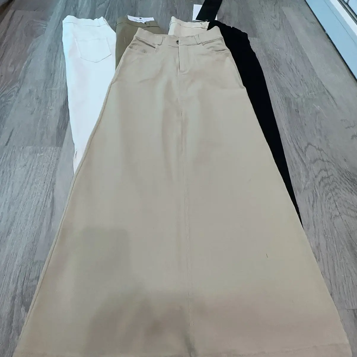 Chân váy dài 90cm cạp khoá suông xẻ tà sau chất Jean Kaki mềm giãn M221 | BigBuy360 - bigbuy360.vn