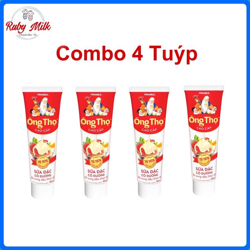 Combo 4 Tuýp Sữa Đặc Có Đường Ông Thọ Đỏ - Tuýp 165g