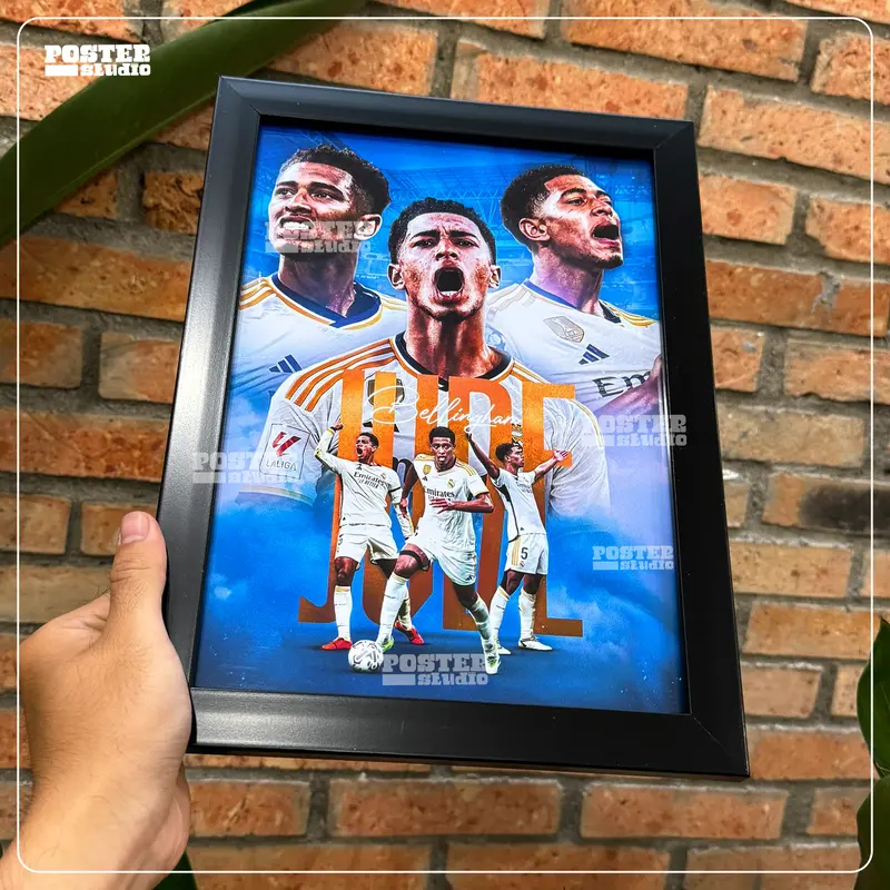 Khung ảnh poster Jude Bellingham gồm 2 kích thước để bàn A5 (18cm x 24cm), treo tường A4 (24cm x 35cm) Decor Decor Phòng 1