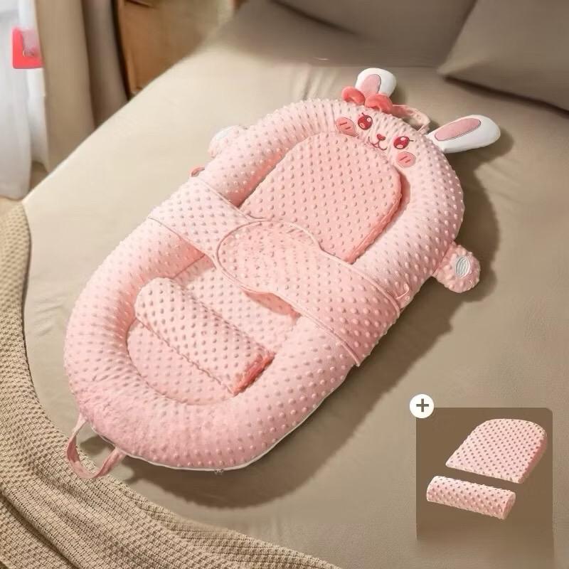 Đệm ngủ hàn quốc cho bé sơ sinh,nệm cho bé sơ sinh đệm nôi gối đa năng nôi ngủ chung giường cho bé nôi chống trào ngược đa năng vải nhung 3d mát xa cho bé Nhộng Chũn