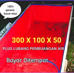 terpal kolam ikan plus pembuangan 300cm x 100cm x50cm  /3x1x50 / 300x100x50