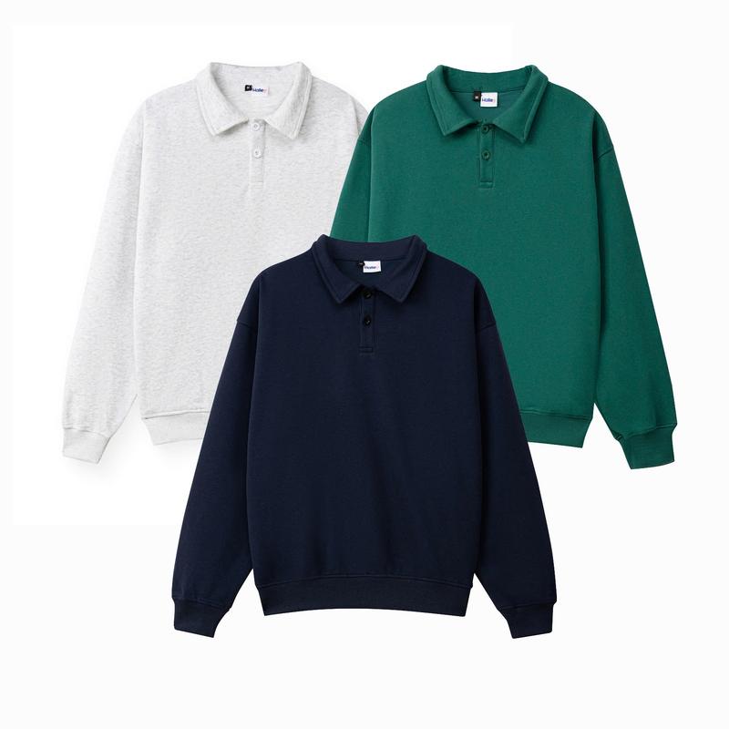 Áo Sweater Polo Nam Nỉ 3D Chéo Cao Cấp 60% Cotton 40% Spandex Dài Tay Form Rộng Halley Menswear Có Cổ M30