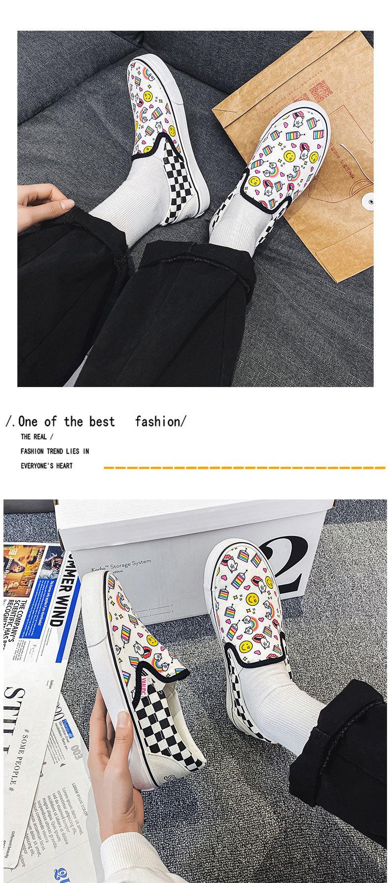 Product Introduction of 2024 Autumn New Breathable Slip-on Lofter Canvas Shoes Women's Plaid Cartoon Mario Pattern Plaid Sneakers 14