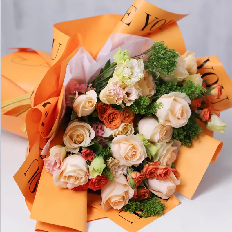 [20 LEMBAR] Kertas Buket Bunga Kertas Cellophane Edisi 'I Love You "/ Flower Wrapping 8