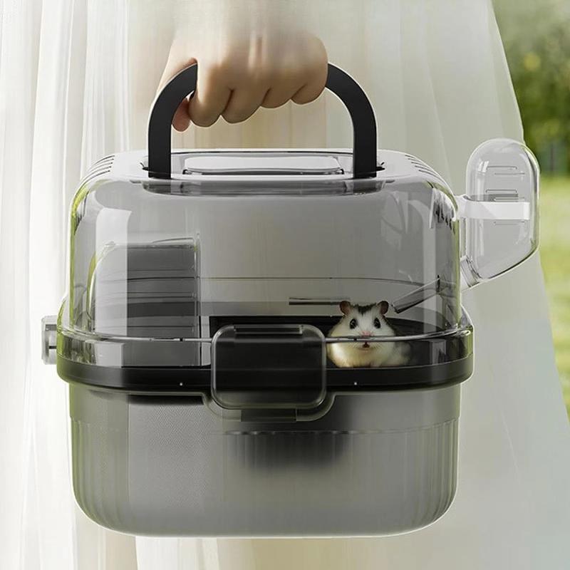 Lồng Vận Chuyển Động Vật, Cỡ Nhỏ Dung Tích Lớn, Thích Hợp Cho Chuột Hamster Và Nhím, Trong Mờ, 2 Lớp, Cầm Tay Và Thoáng Khí, Lý Tưởng Để Đi Du Lịch Ngoài Trời, Lồng Du Lịch 0