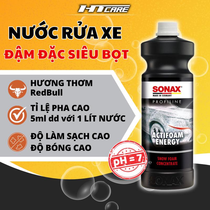 Nước rửa xe tạo bọt SONAX Actifoam Energy đậm đặc siêu bọt siêu thơm dung tích 1L HTCARE