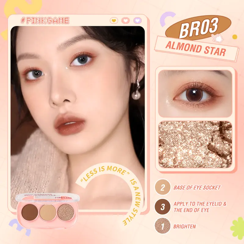PINKFLASH 3 Shades Eyeshadow Palette Giltter High Pigment Easy To Blend Lasting 11 Eye  Colors E23 Waterproof 3